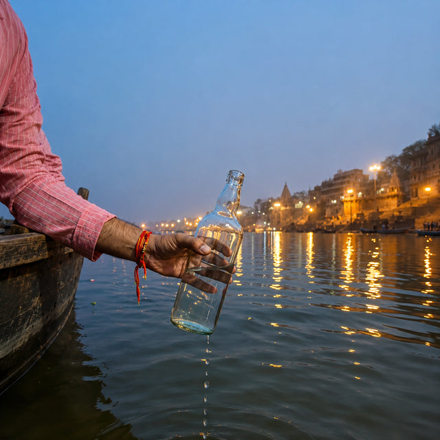 Bottle being filled at the ghat